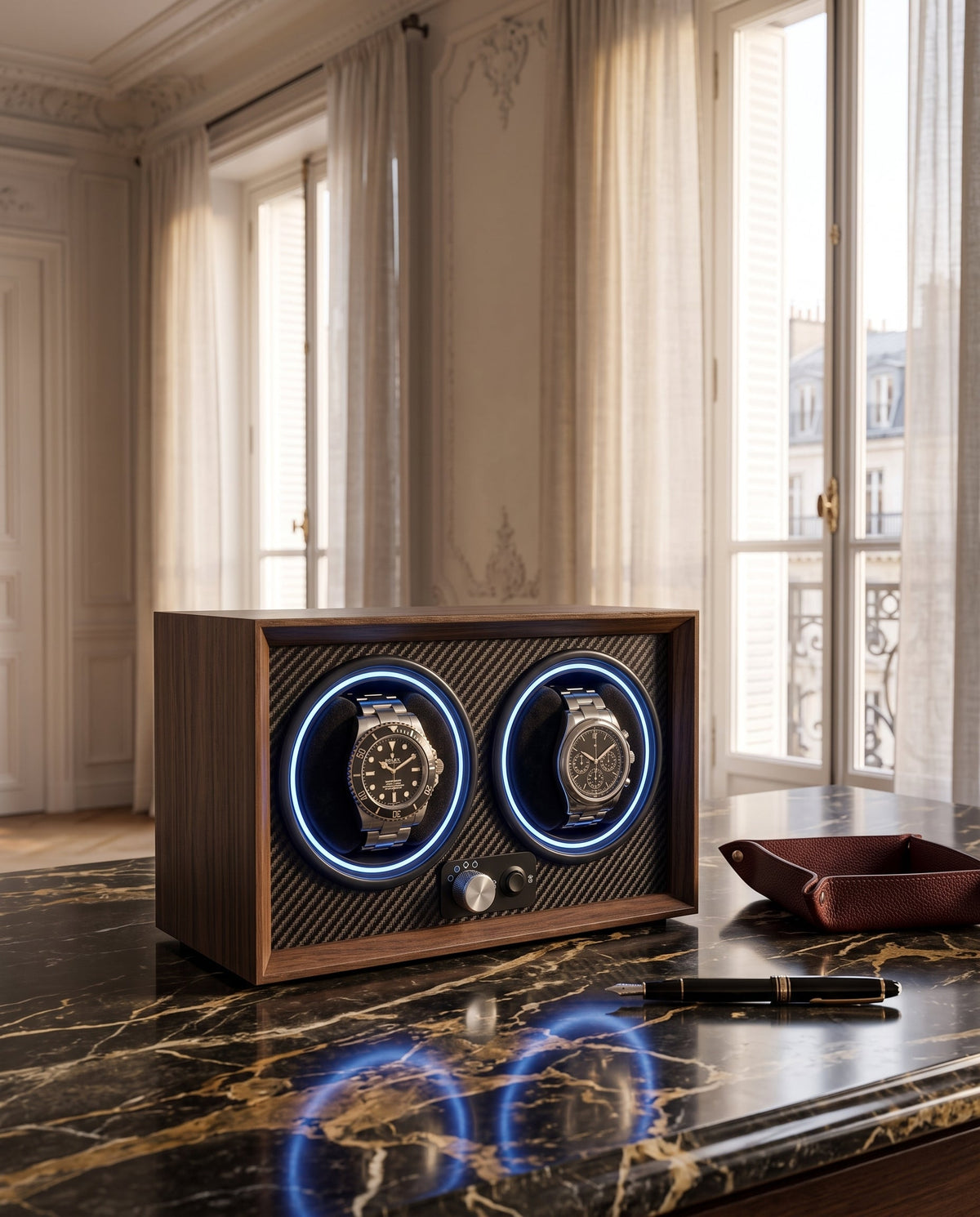 Remontoir de Montre Duo Noyer & Carbone