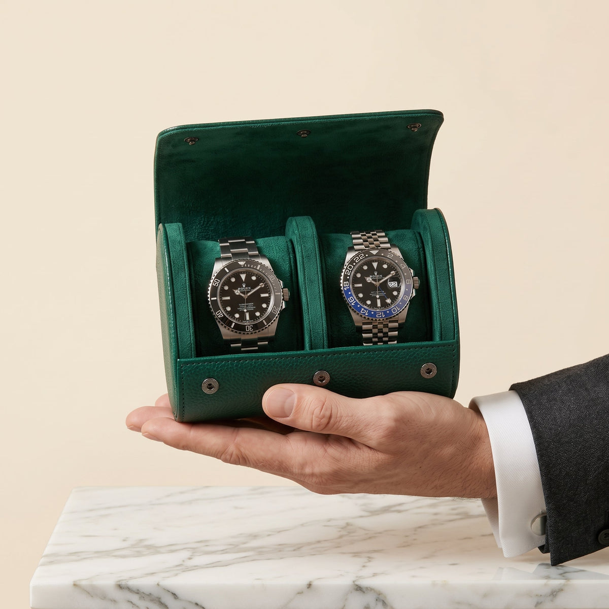 Étui de Voyage 2 Montres Vert Impérial