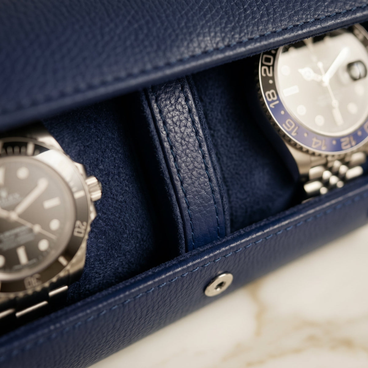 Étui de Voyage 2 Montres Bleu Nuit