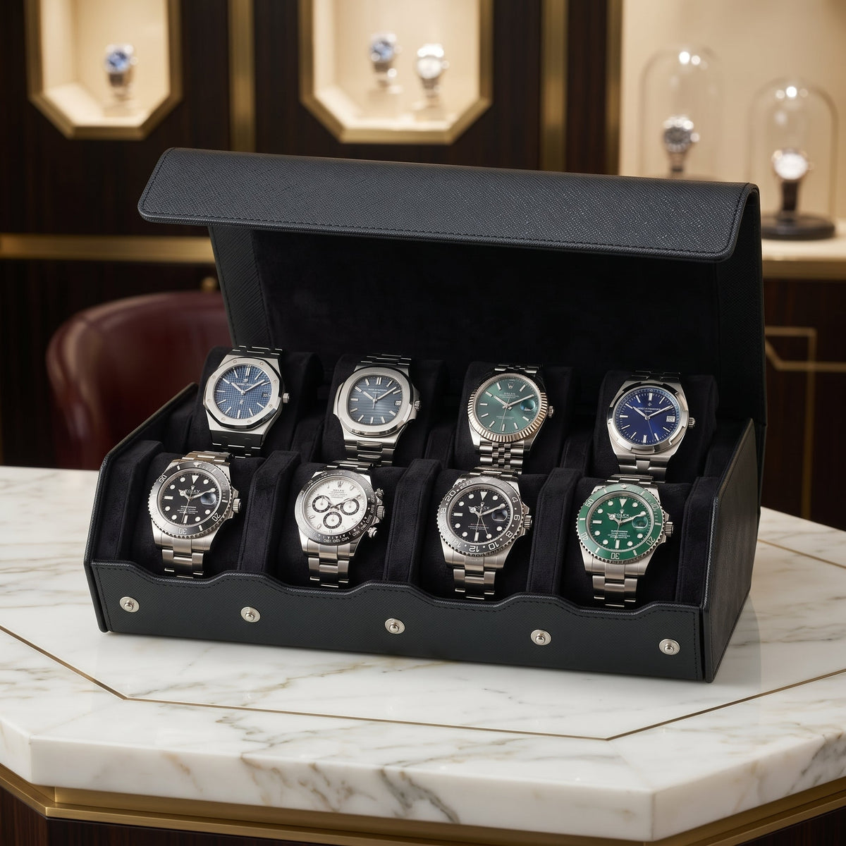 Coffret de Montres Hexagonal 8 Noir Onyx