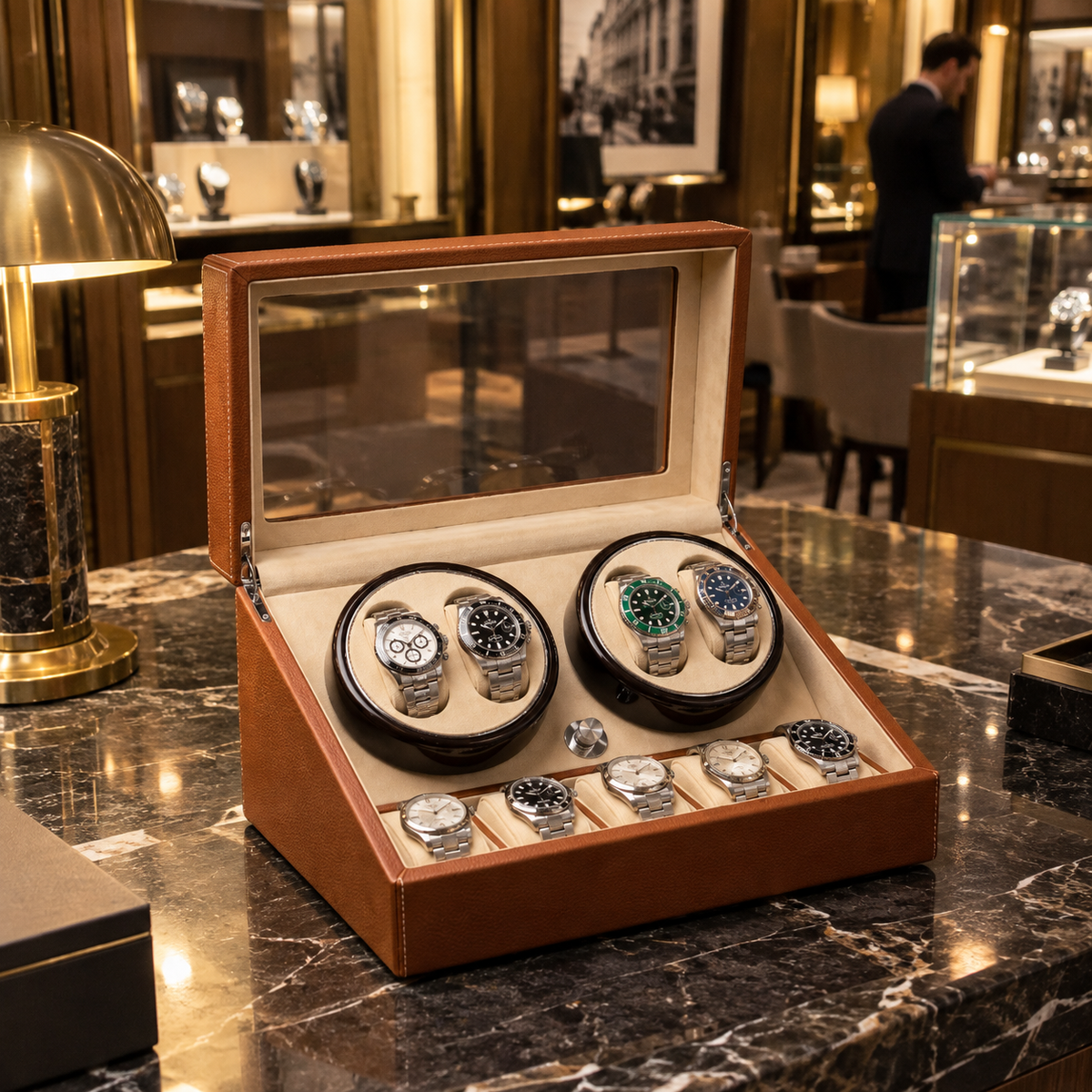 Remontoir de Montre Master 10 Cuir Havane