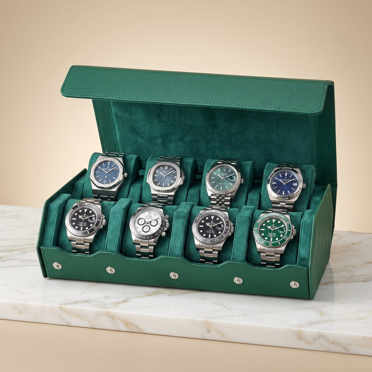 Coffret de Montres Hexagonal 8 Vert Impérial