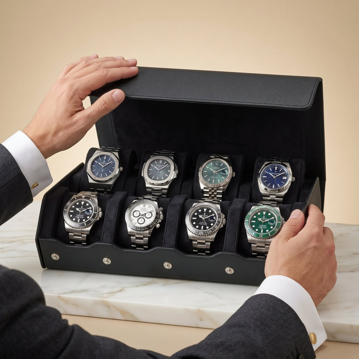 Coffret de Montres Hexagonal 8 Noir Onyx