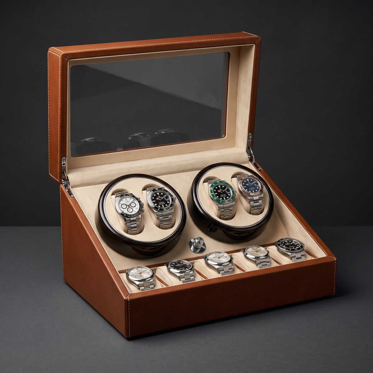 Remontoir de Montre Master 10 Cuir Havane