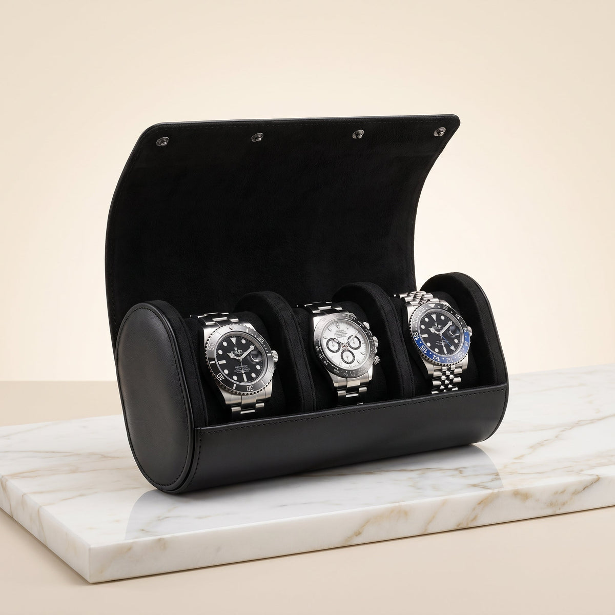 Étui de Voyage 3 Montres Noir Onyx