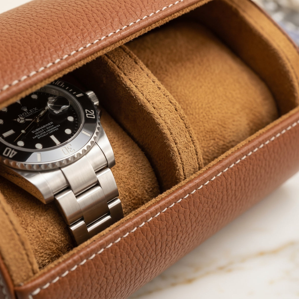 Étui de Voyage 3 Montres Brun Havane
