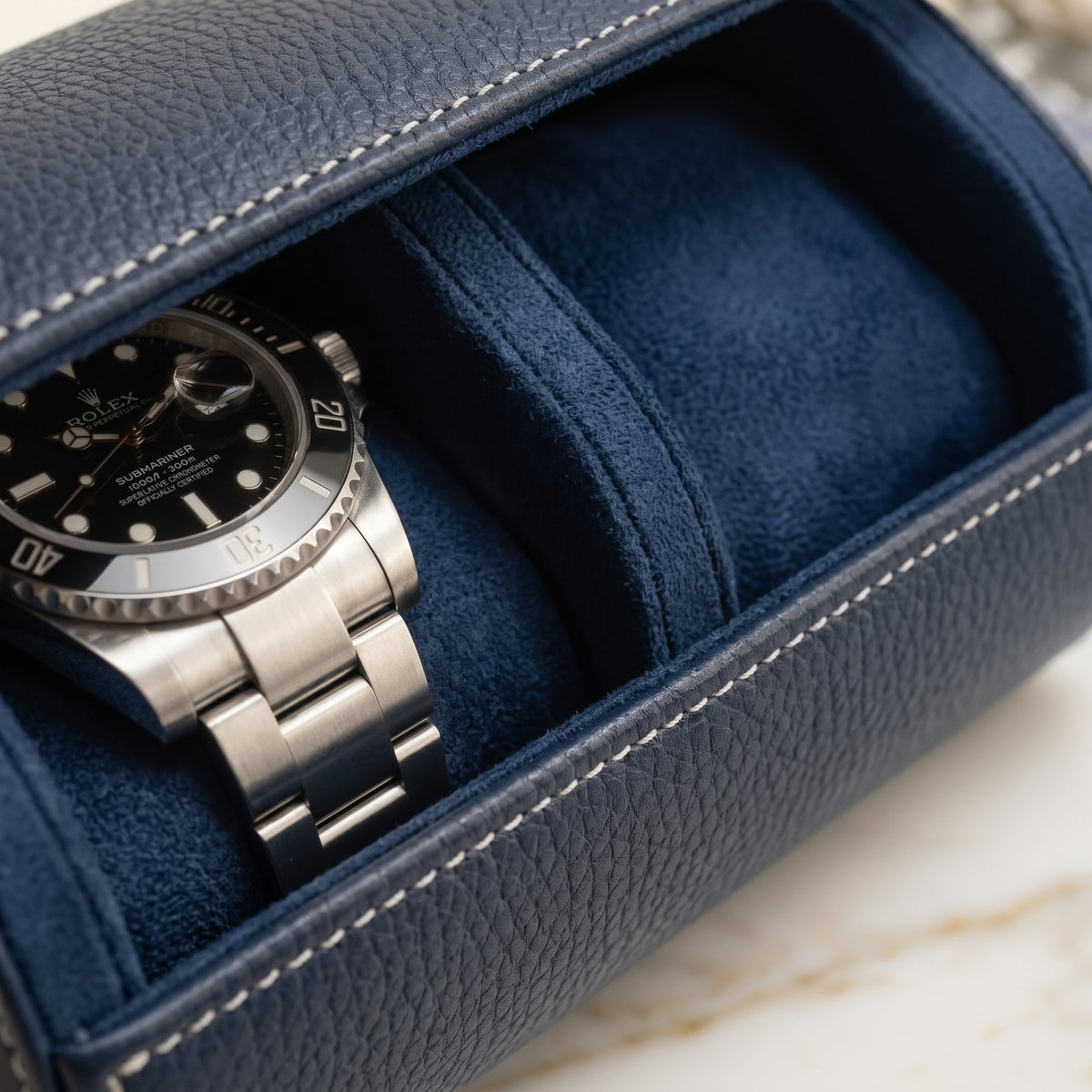Étui de Voyage 3 Montres Bleu Nuit