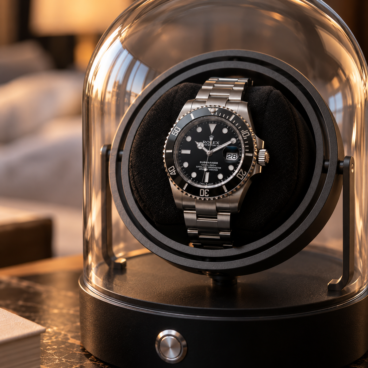 Remontoir de Montre Sous Dôme Noir Onyx