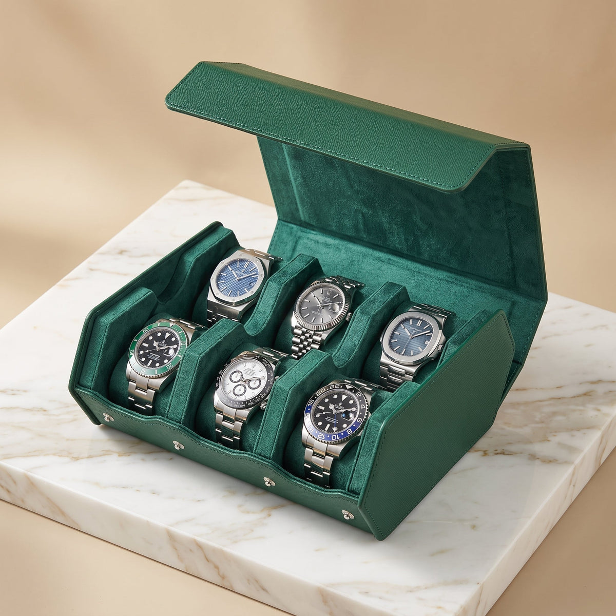 Coffret de Montres Hexagonal 6 Vert Impérial