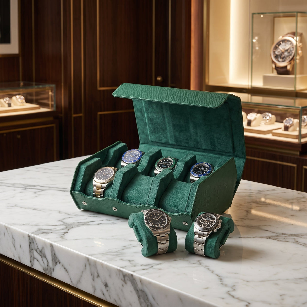 Coffret de Montres Hexagonal 6 Vert Impérial