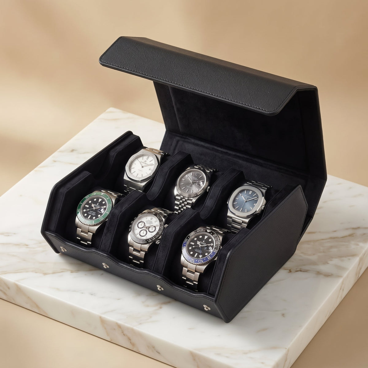 Coffret de Montres Hexagonal 6 Noir Onyx