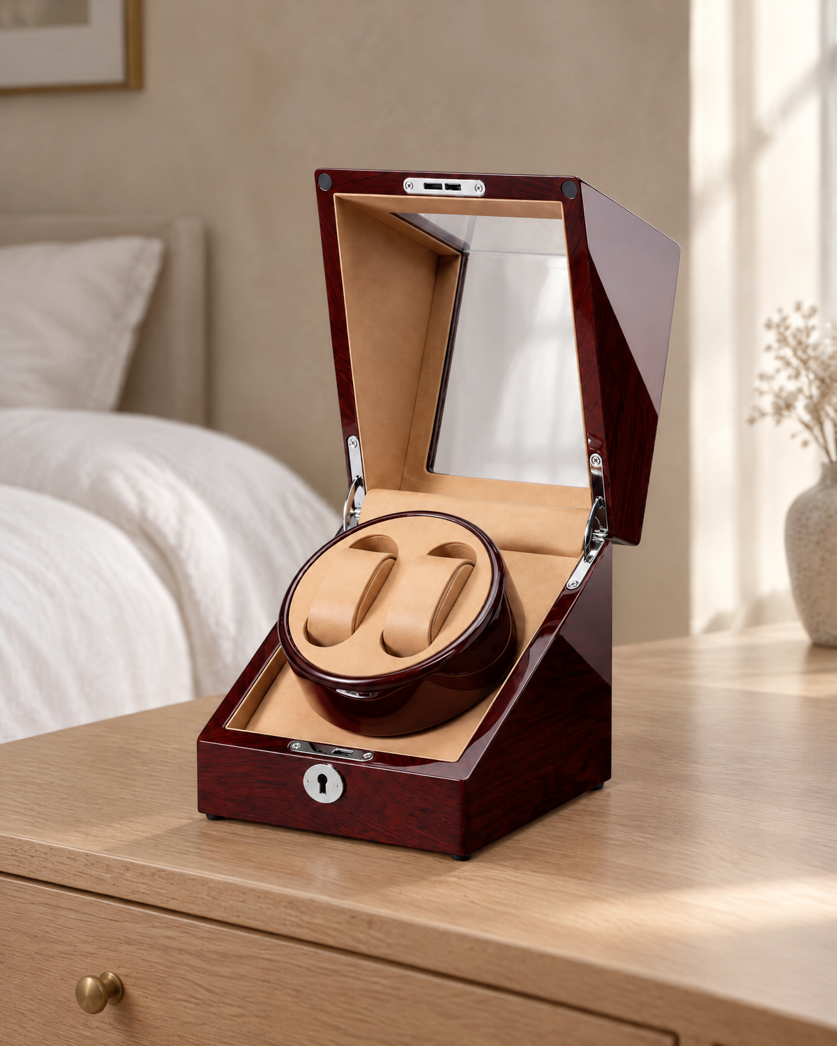 Remontoir 2 montres automatiques bois et métal – Gémeaux