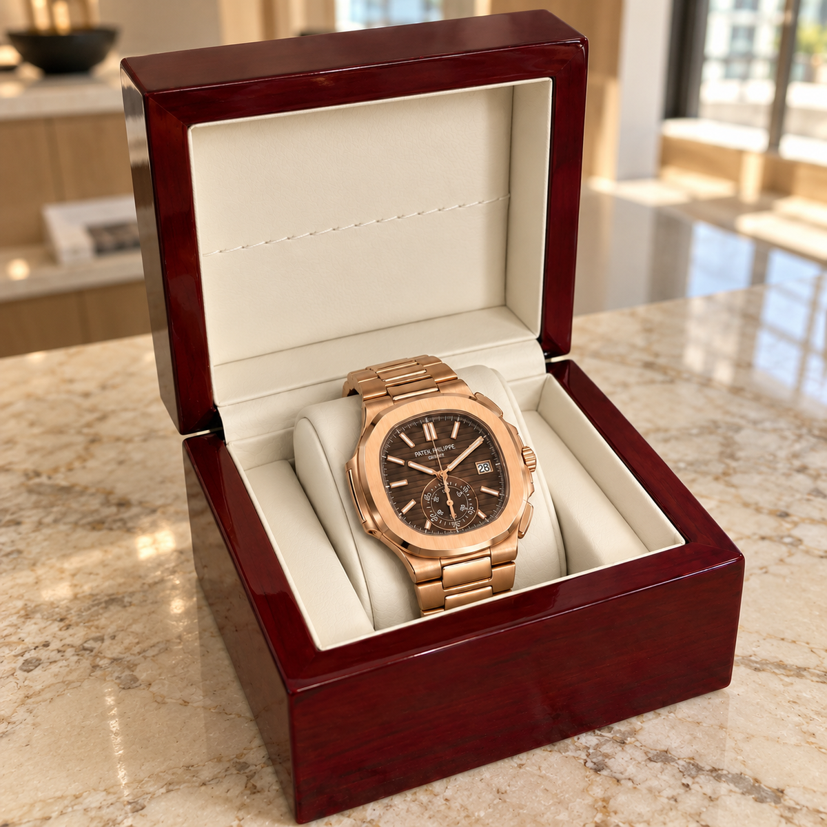 Boîte à Montre 1 Montre Bois Laqué Rouge