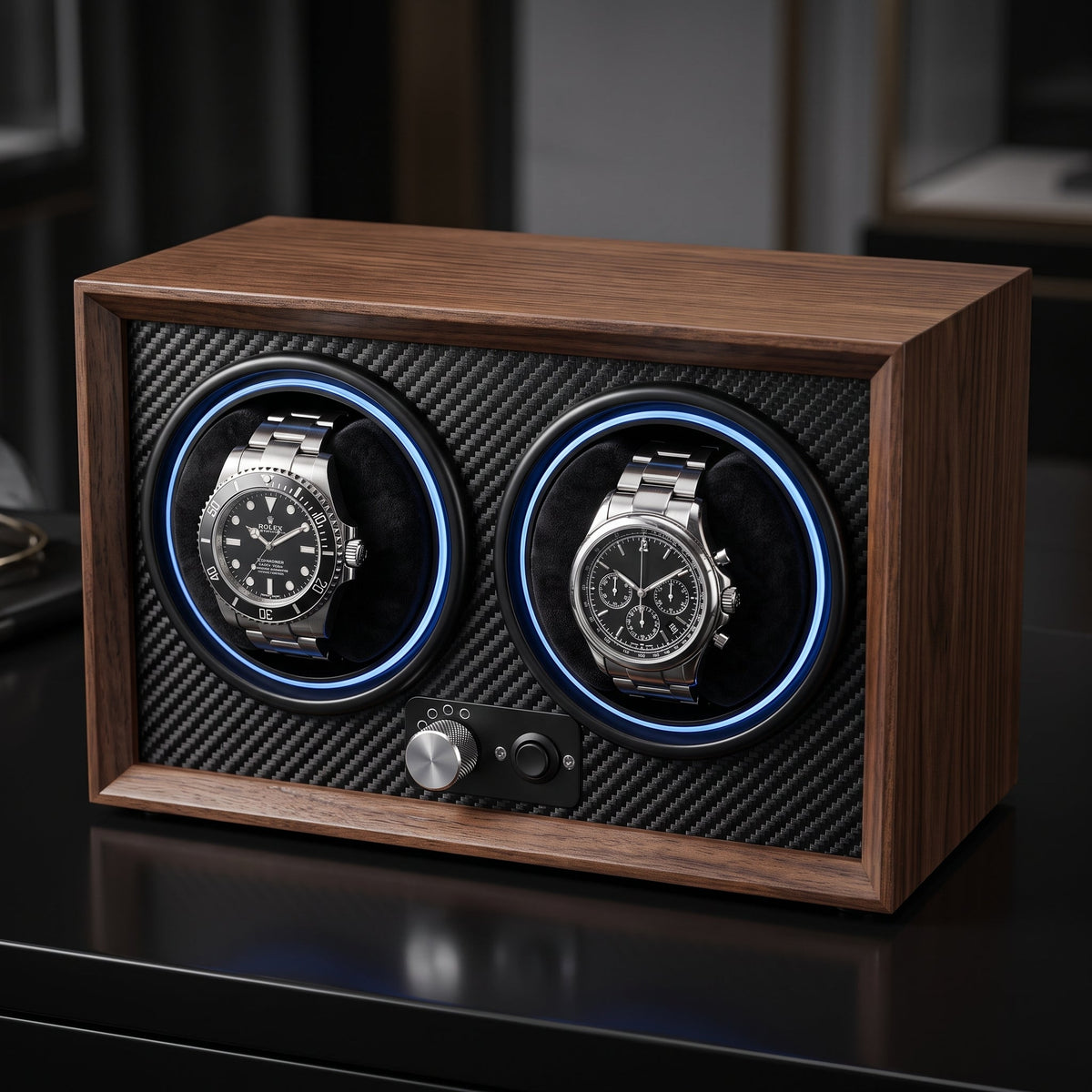 Remontoir de Montre Duo Noyer & Carbone