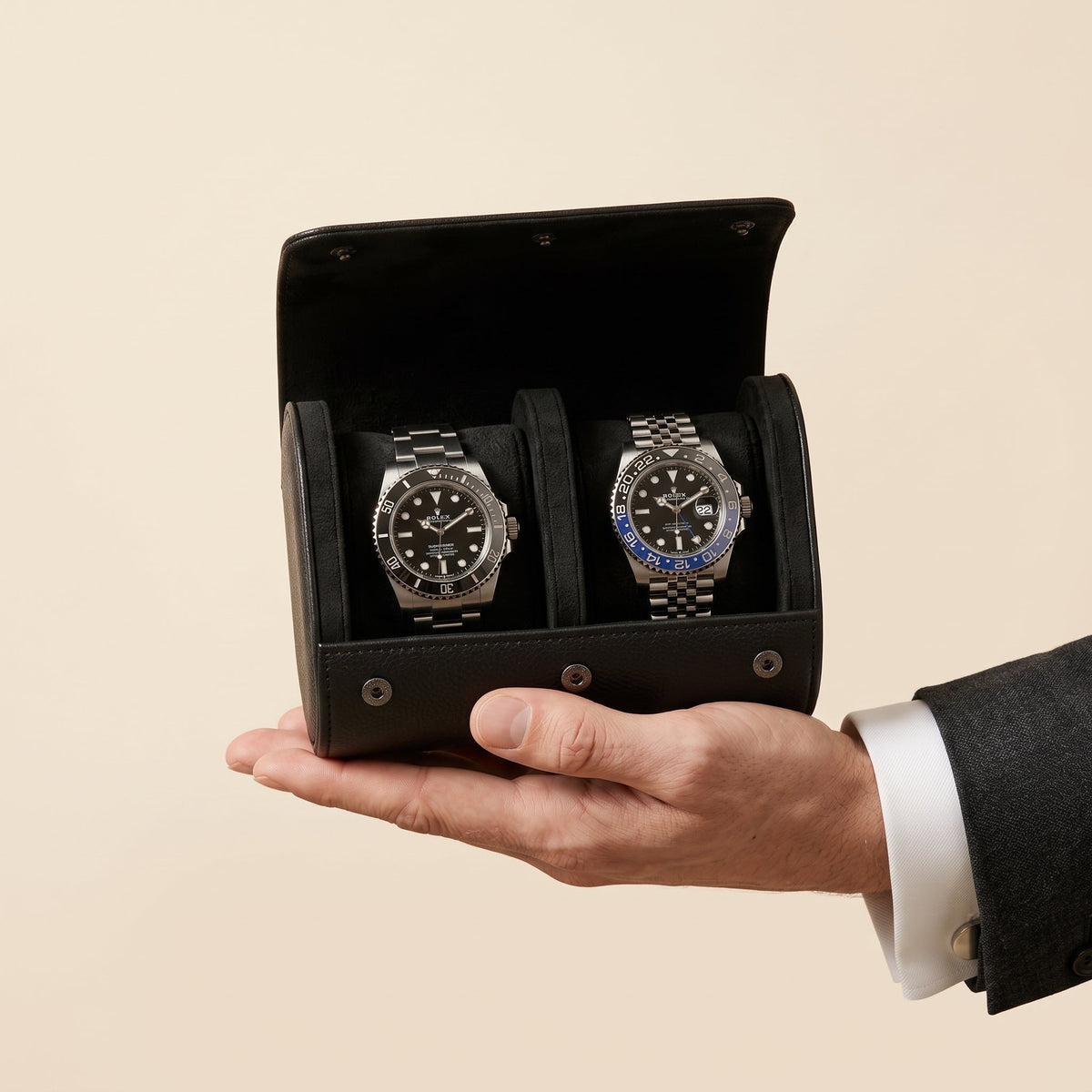 Étui de Voyage 2 Montres Noir Onyx