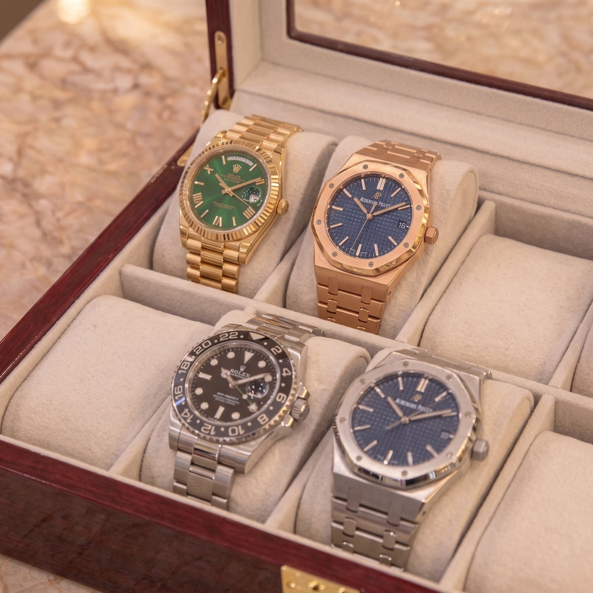 Boîte à Montre 10 Montres Bois Laqué Rouge