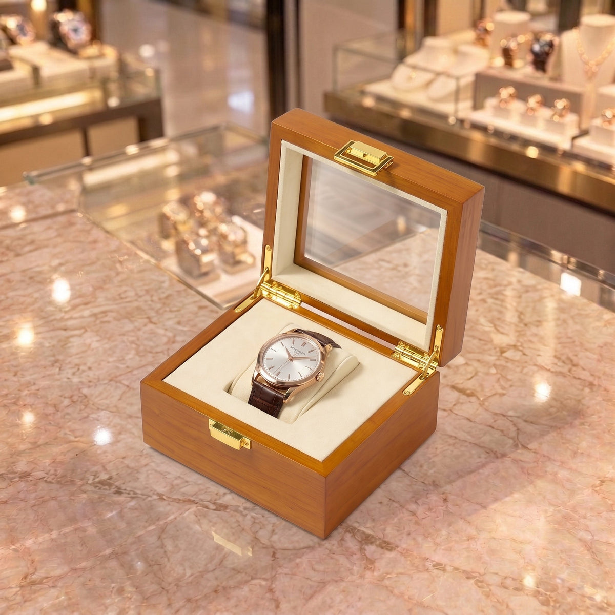 Boîte à Montre 1 Montre Bois Naturel Beige