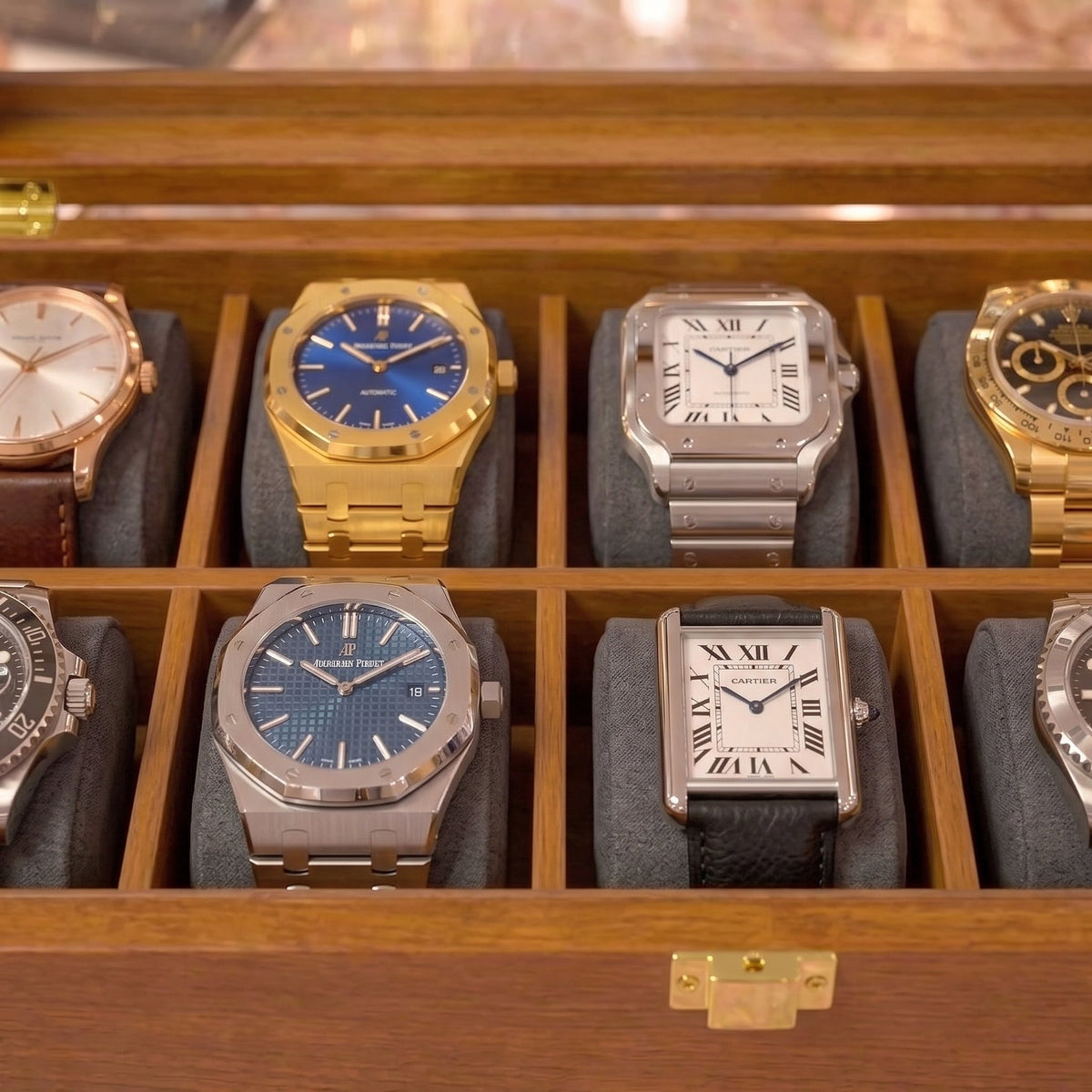 Boîte à Montre 10 Montres Bois Naturel Gris