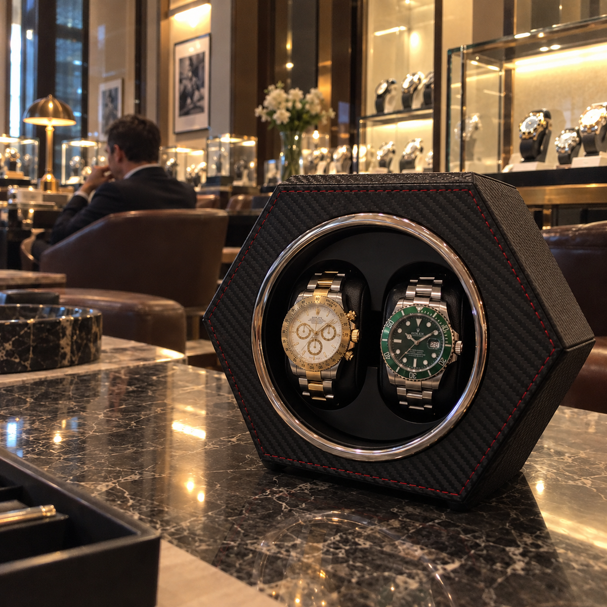 Remontoir de Montre Prisme Carbone & Platine