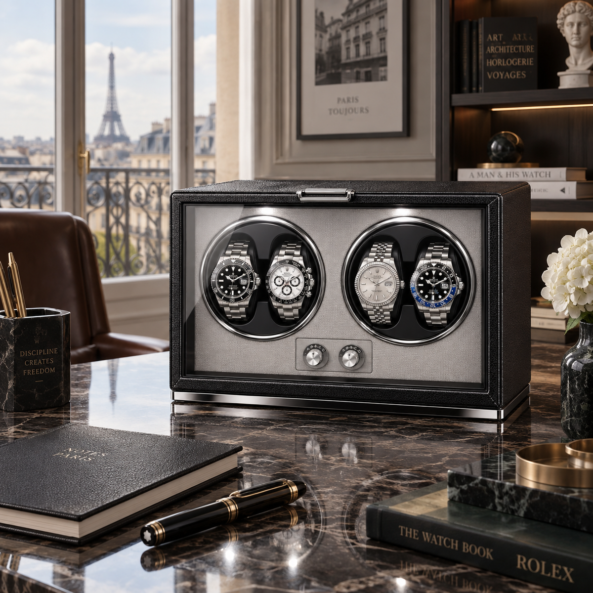 Remontoir de Montre Malle 4 Noir Onyx