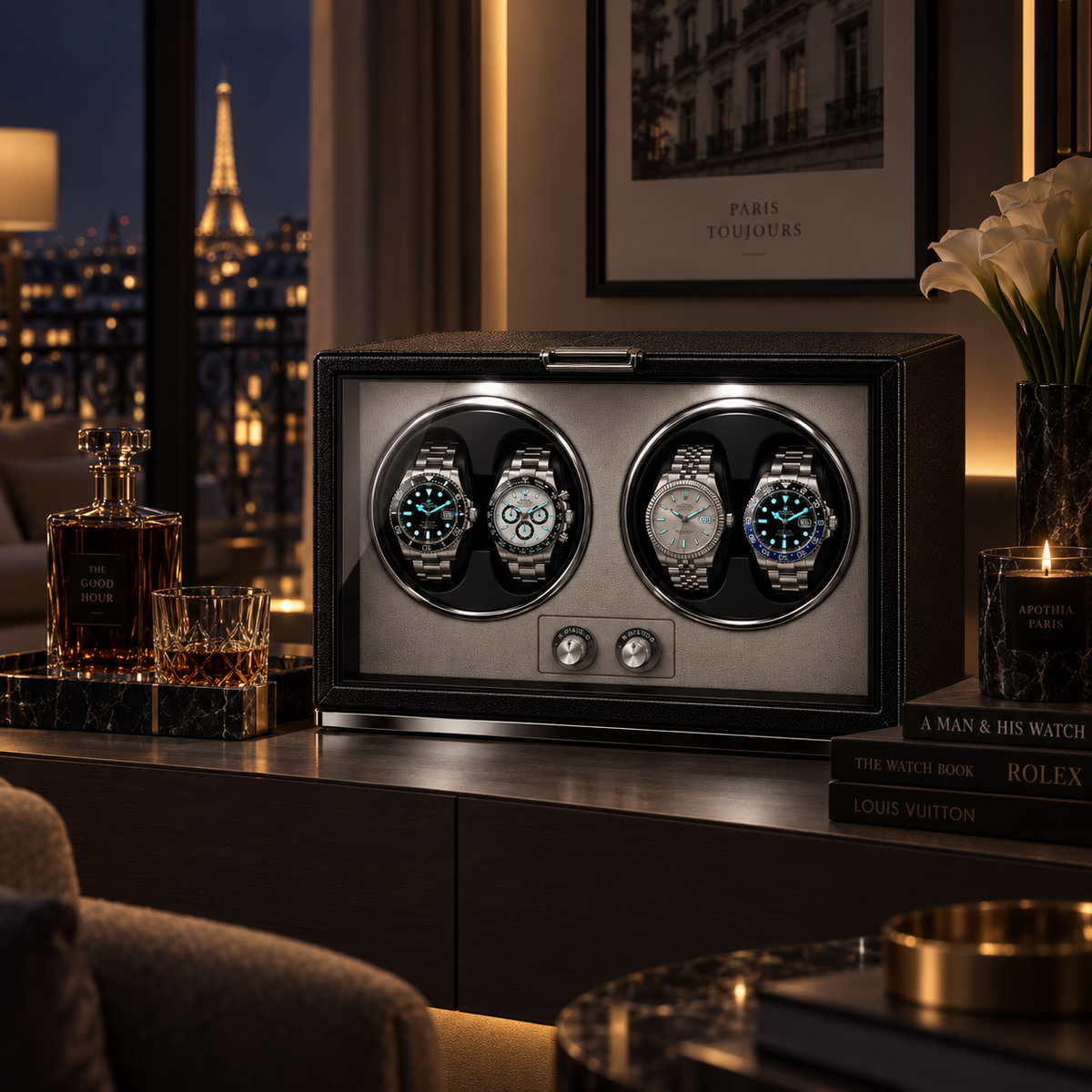 Remontoir de Montre Malle 4 Noir Onyx