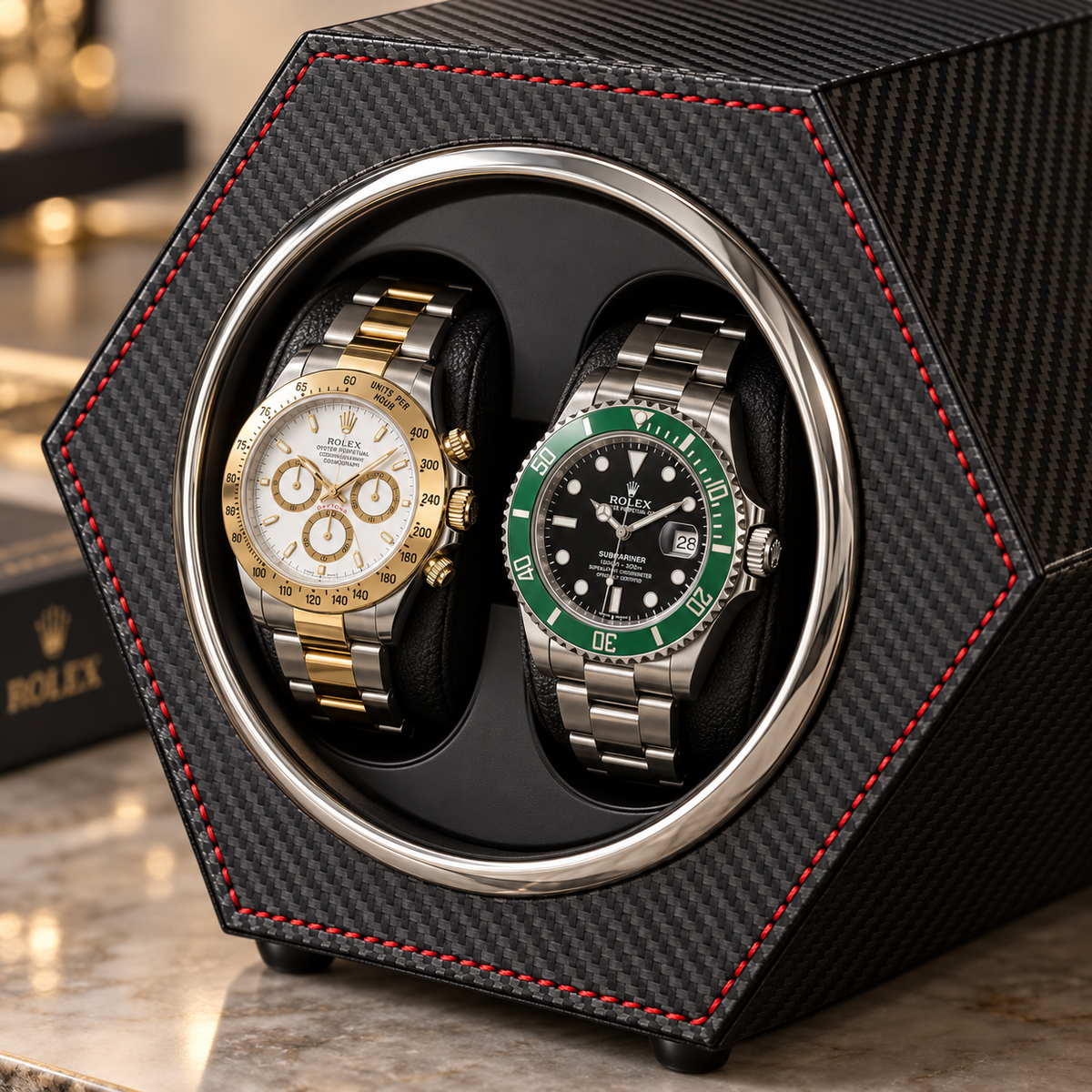 Remontoir de Montre Prisme Carbone & Platine