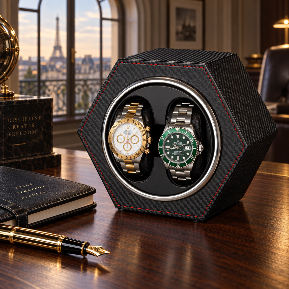 Remontoir de Montre Prisme Carbone & Platine