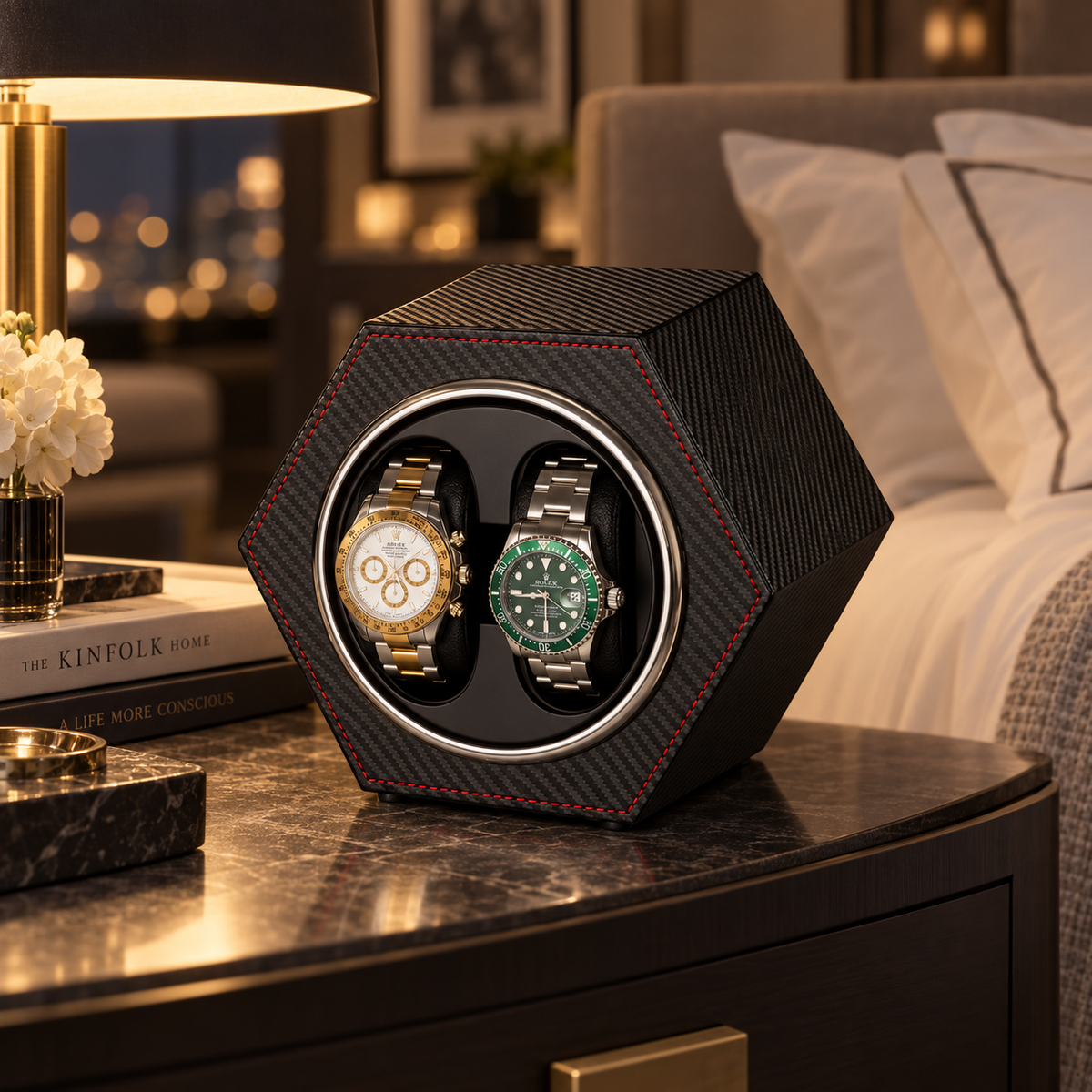 Remontoir de Montre Prisme Carbone & Platine
