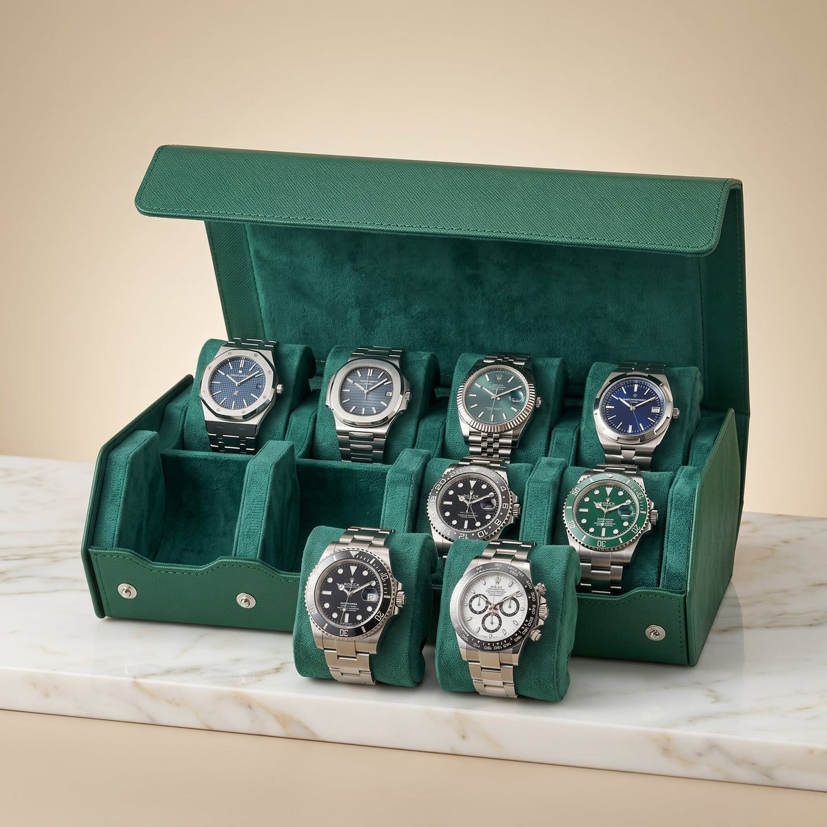 Coffret de Montres Hexagonal 8 Vert Impérial