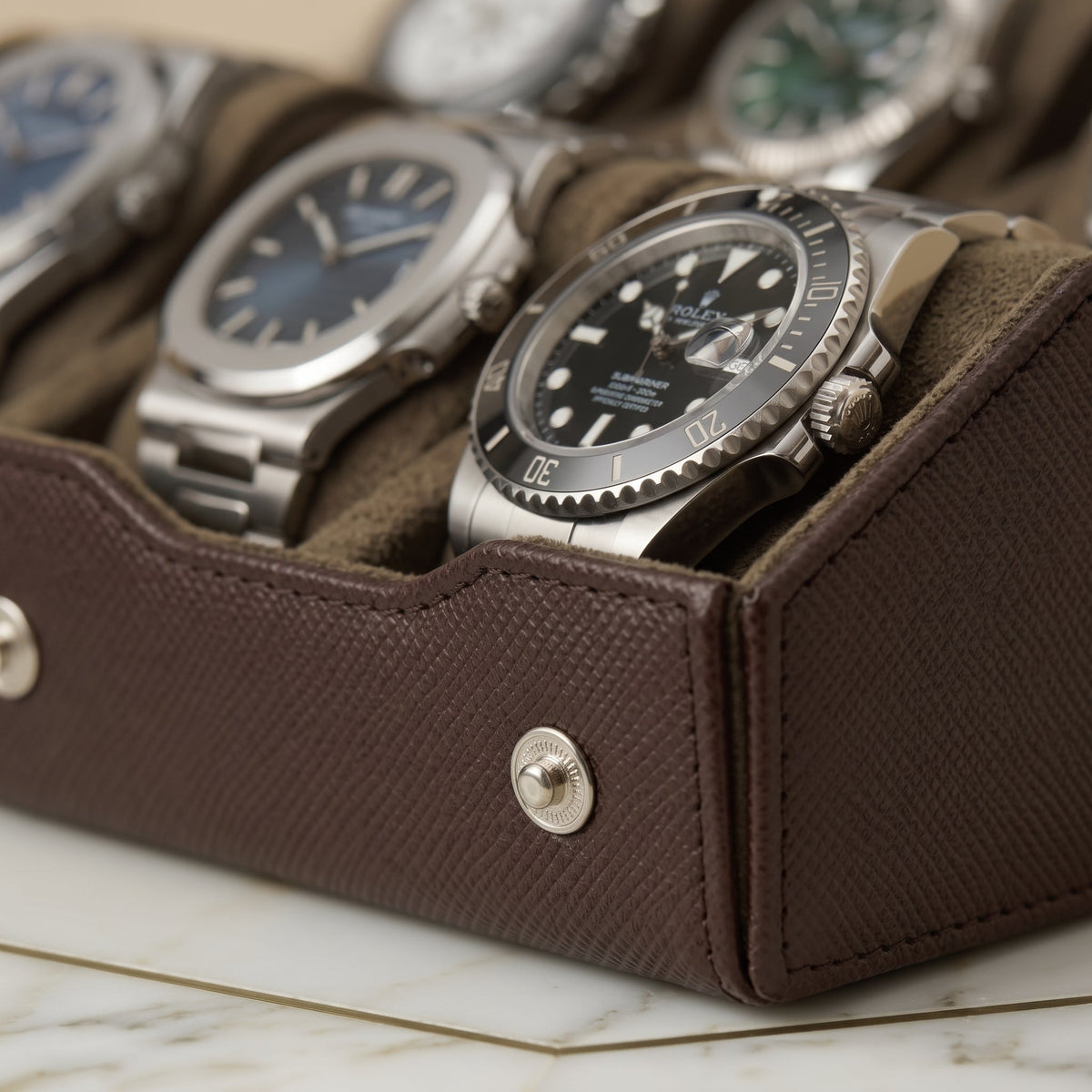 Coffret de Montres Hexagonal 8 Brun Havane