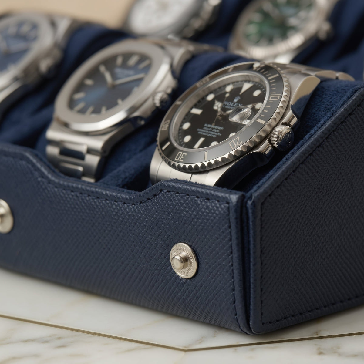 Coffret de Montres Hexagonal 8 Bleu Nuit