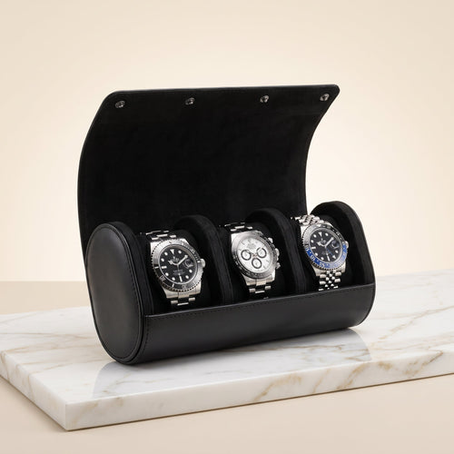 Étui de Voyage 3 Montres Noir Onyx
