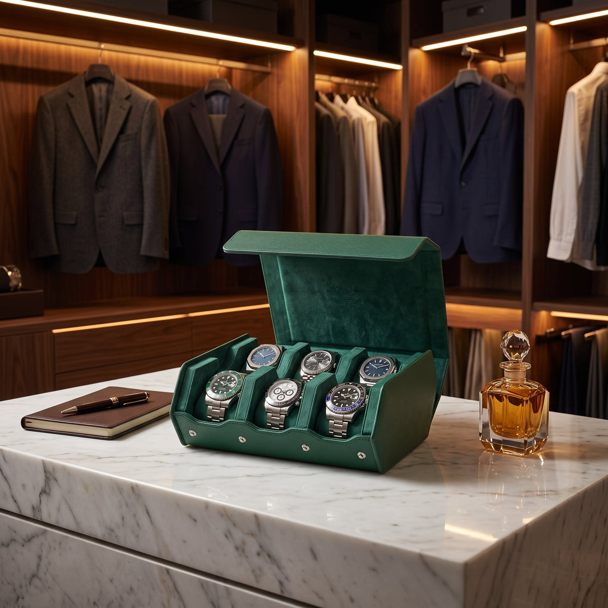Coffret de Montres Hexagonal 6 Vert Impérial