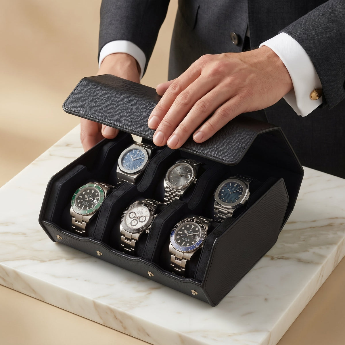 Coffret de Montres Hexagonal 6 Noir Onyx