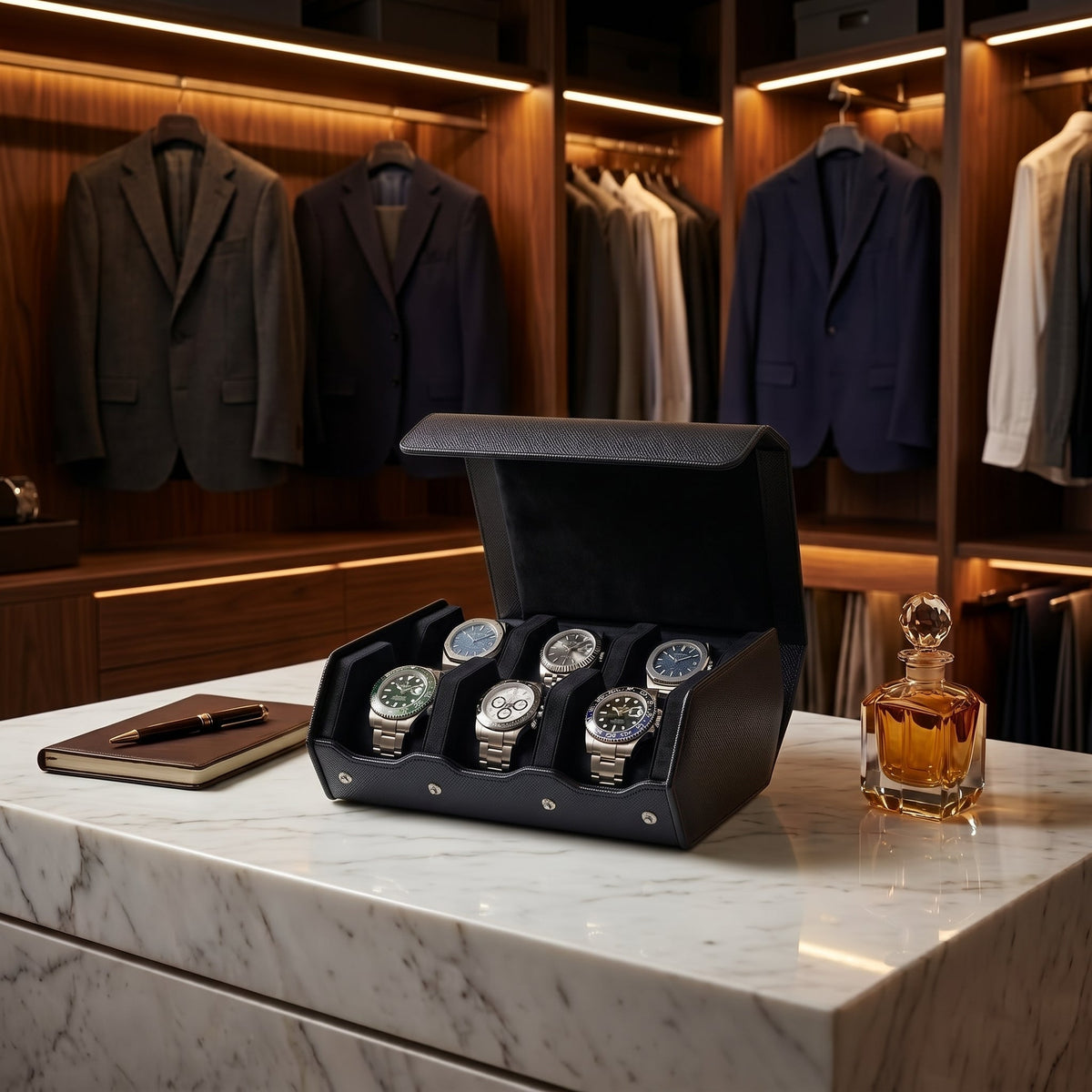Coffret de Montres Hexagonal 6 Noir Onyx