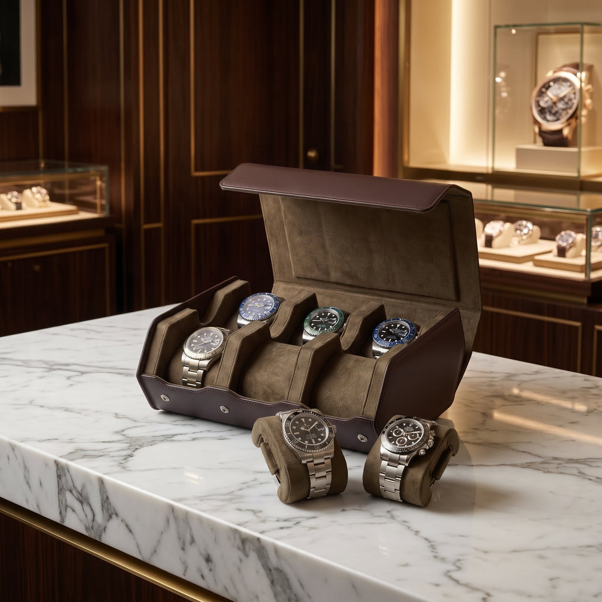 Coffret de Montres Hexagonal 6 Brun Havane