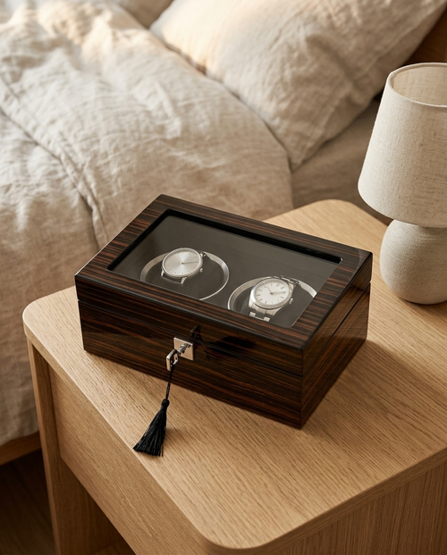Boîte à montres 2 places bois laqué noir – Opéra