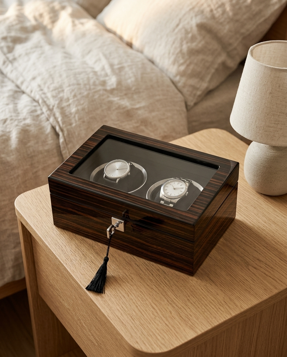 Boîte à montres 2 places bois laqué noir – Opéra