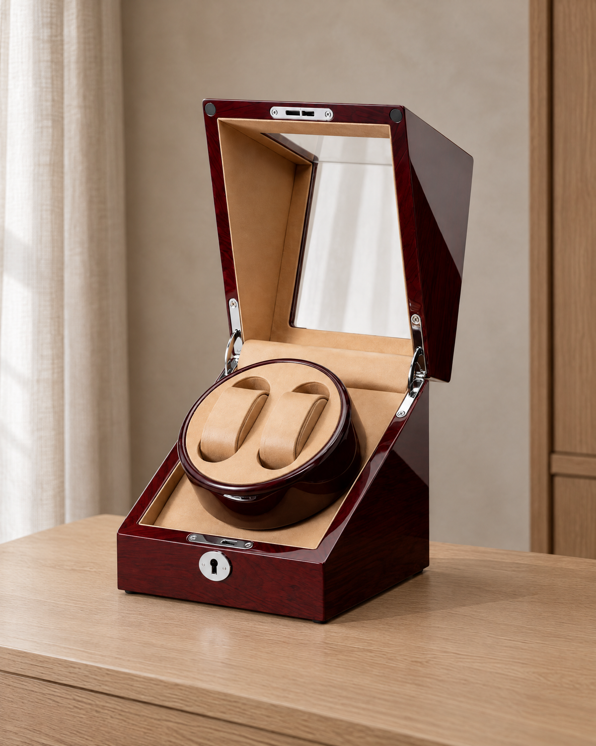 Remontoir 2 montres automatiques bois et métal – Gémeaux